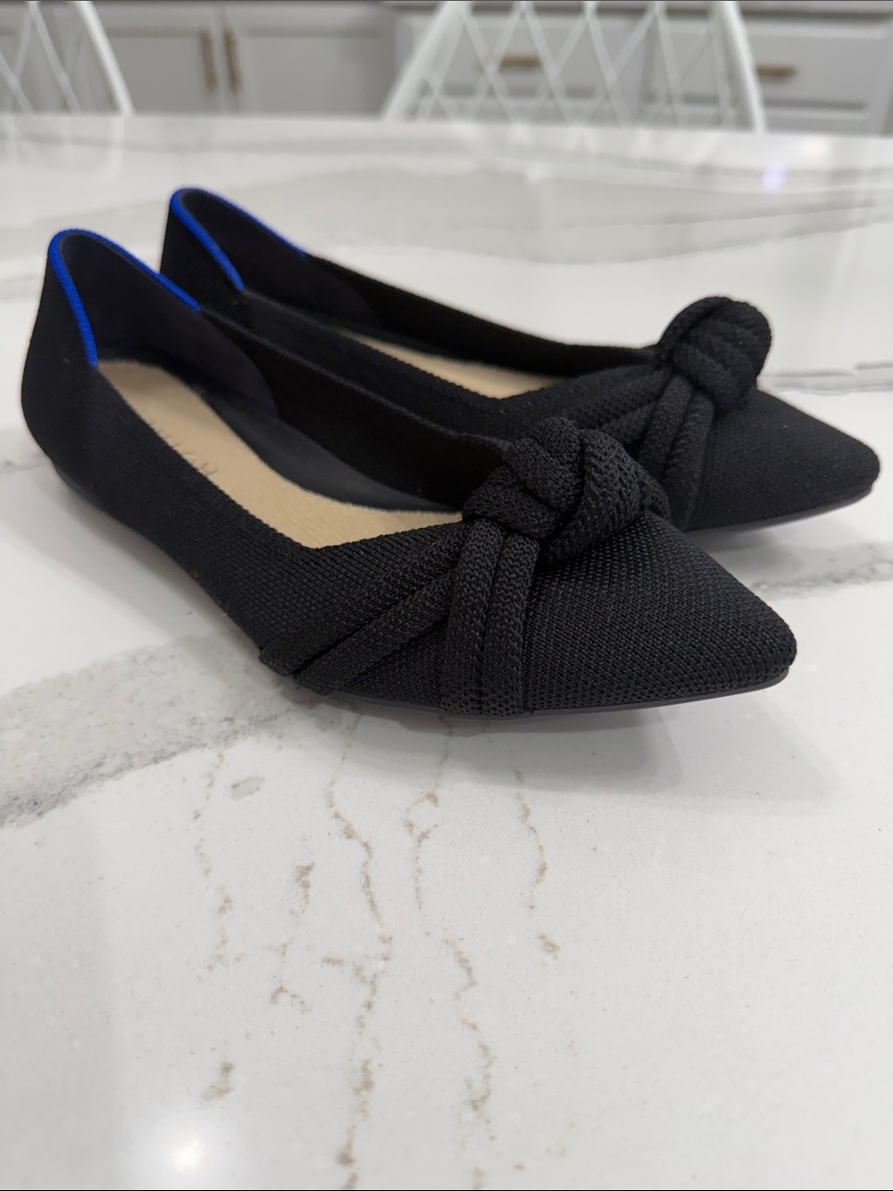 Rothy's The Knot Point II in Black: Pointed Knot Ballet Flats| Size 6
